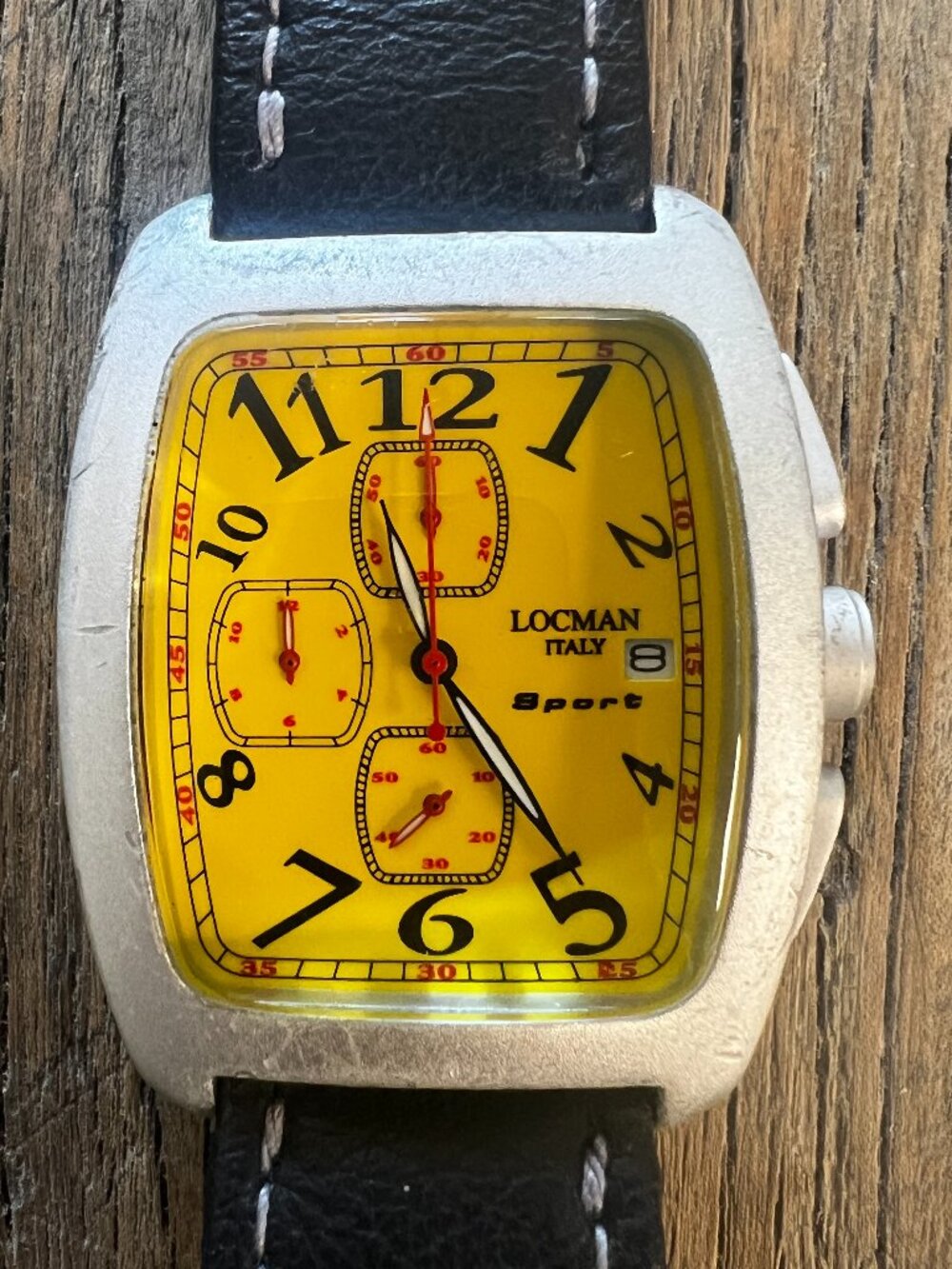 Locman Italy Sport Tonneau Chronograph Ref 487 Yellow Dial Watch